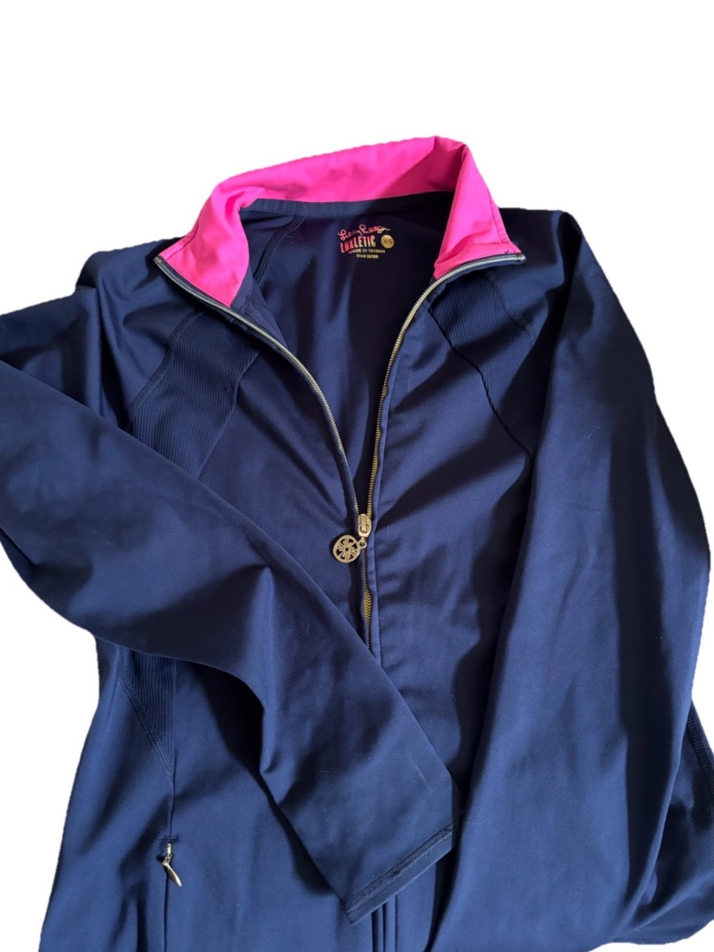Lily Pulitzer Luxletic  Women’s Navy Jacket with Pink Trim . XS